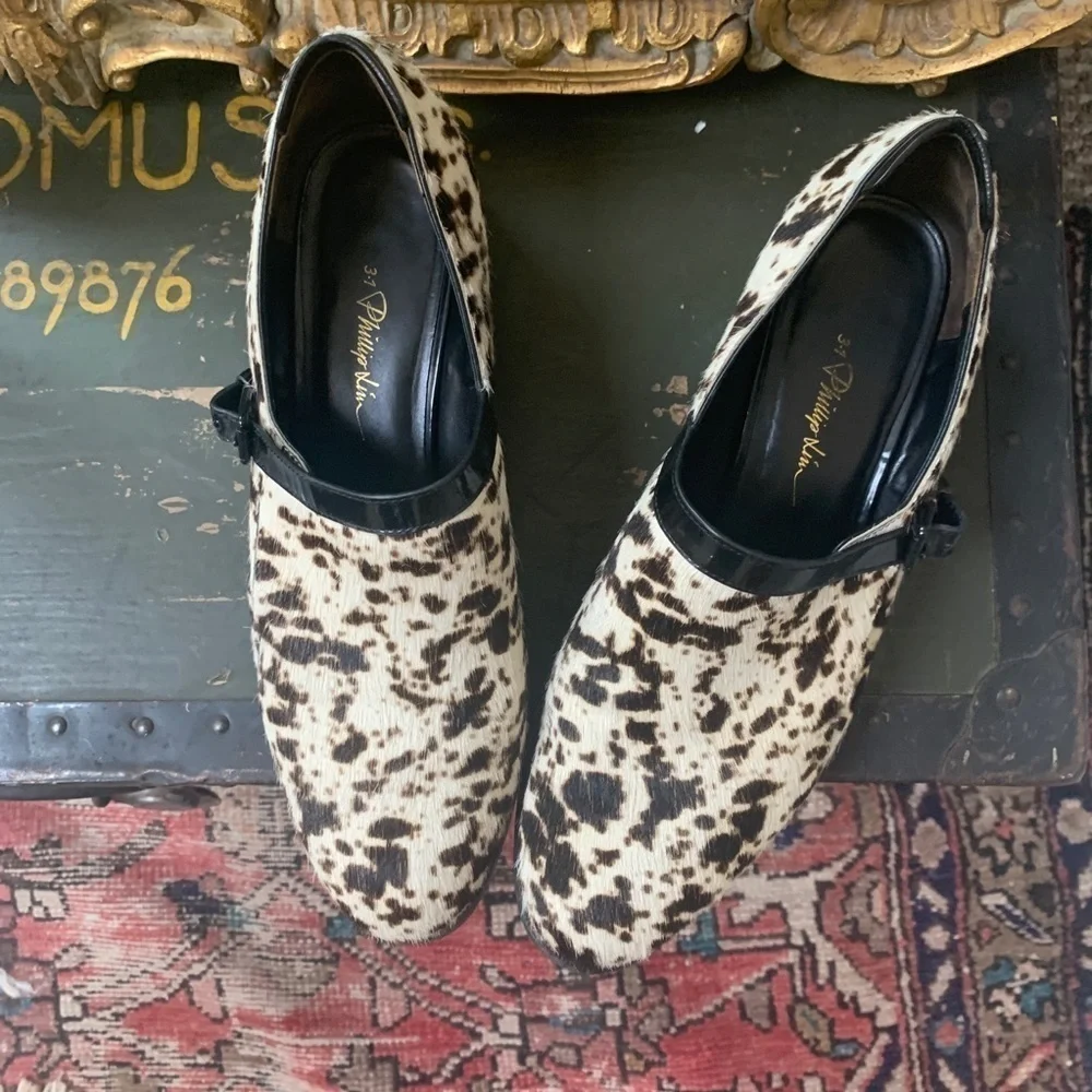 3.1 Phillip Lim Spotted Calf Hair Clog Loafers